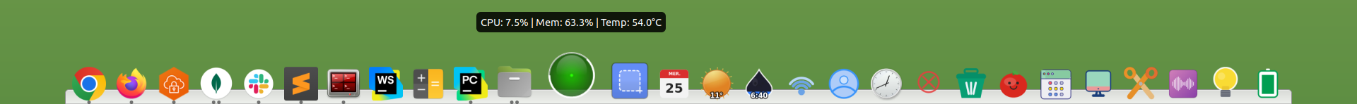 Docking dock preview with applets